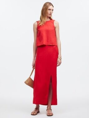 Madewell linen Maxi Skirt with Front Slit -